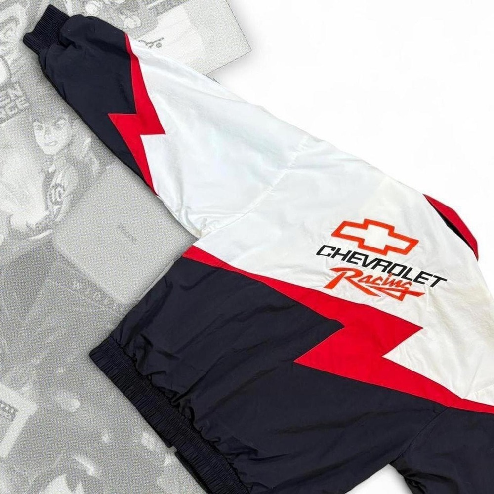 Vintage 90s NASCAR Chevrolet Racing Daytona 98 Windbreaker Jacket White Red L